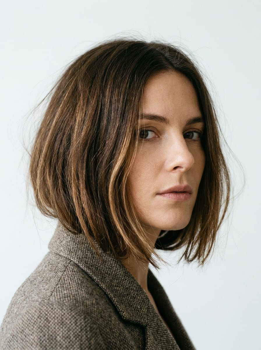 Kurzer brauner Bob mit Face-Framing - Kurze braune Bob Frisuren